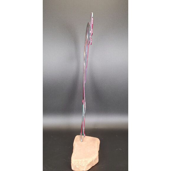 Southwestern Metal Music Man Sculpture 12" on Stone Base - Picture 2 of 6